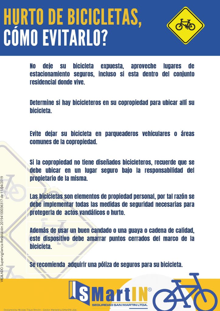 HURTO DE BICICLETAS,
¿CÓMO EVITARLO?
